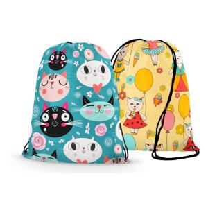 Promotional Printed Sports Drawstring Backpacks Heat Transfer Printing