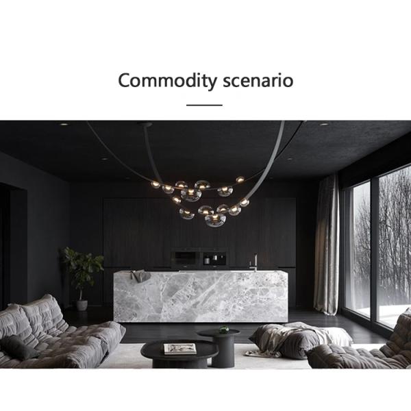 Modern Black Leather Chandelier for Living Room Hall Villa Home Long Chandelier(WH-MI-401)