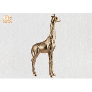 Gold Leaf Fiberglass Giraffe Sculpture Standing Animal Figurines Table Statue