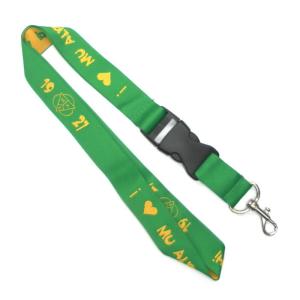 China Eco-Friendly Green Woven Lanyards Neck Strap With Carabiner Metal Hook on sale