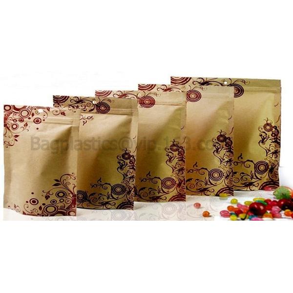 Buy 100% Food Grade Customized Recyclable Eco Zipper Eight Side Sealed Biodegradable Paper Bag For Food Packing, Brown kraft at wholesale prices