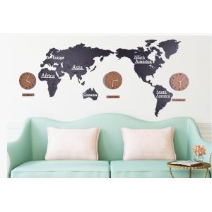 Worldmap Wooden Wall Clock Creative Large Hanging Wall Clocks