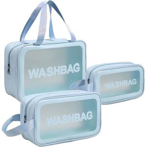 China Clear Toiletry Bag 3 PCS Makeup Cosmetic Transparent Travel Wash Bag For Women on sale