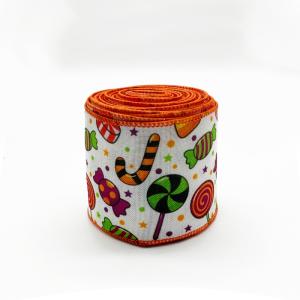 Cute Cartoon Halloween Wired Ribbon 63mm Festival Halloween Grosgrain Ribbon