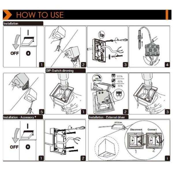 3 Steps Dimmable Outdoor LED Wall Lights 6 Watt 100 - 240V With Dimming