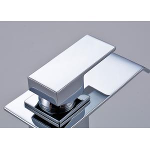 Waterfall Spout Bathroom Vanity Faucets , Bathroom Basin Mixer Counter Mounted