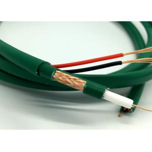 Green PVC Siamese Camera Cable Kx7+2Alim Coaxial With Power 7*0.2mm Bare Copper