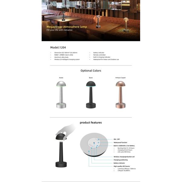 Smart Cordless Table Lamp, Modern Design Phone Control Portable Night Light for Living Rooms, Bedrooms and Camping