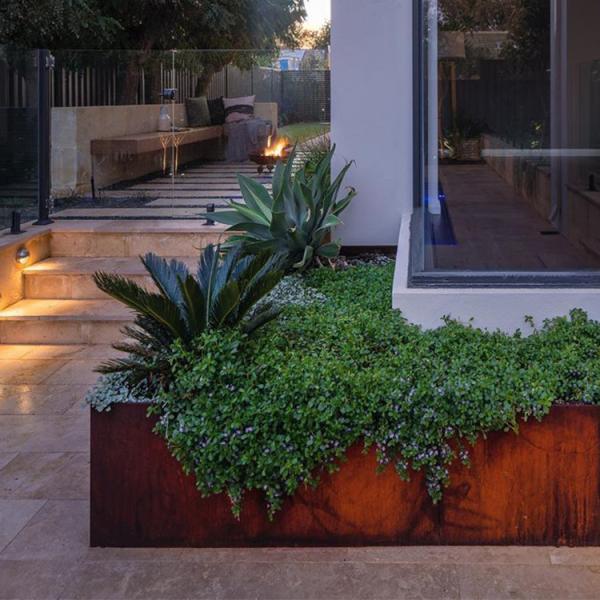 Buy Rectangle Large Metal Weathering Steel Flower Planter Flower Pot at wholesale prices