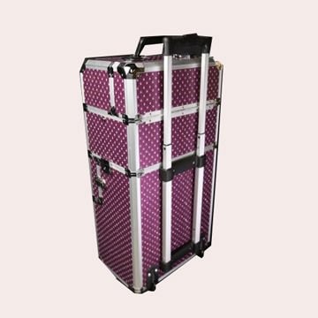 Black Lining Aluminium Trolley Case , Polka Dot Makeup Case With Shiny Metal