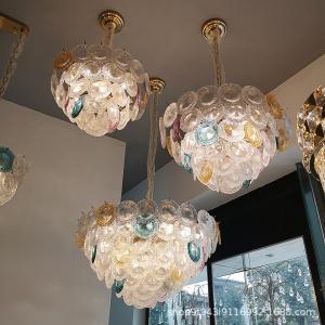 E14 Rainbow Transparent 600*390mm Round Crystal Pendant Chandelier