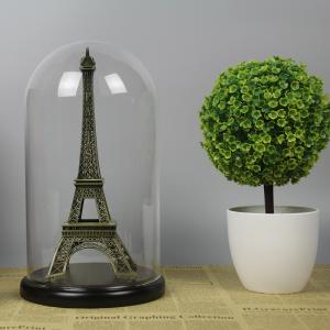 Wooden Base D10*H20cm Borosilicate Glass Display Dome Cloche