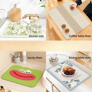 Rubber Kitchen Counter Draining Mat with Multi-Function Pattern and Yellow Color