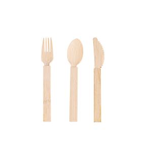 25Pcs Disposable Natural Bamboo Picnic Forks Knives