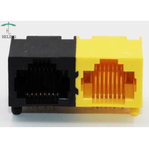 Dual Color 1 x 2 Ports Right Angle RJ45 8P8C Connector For Network Router