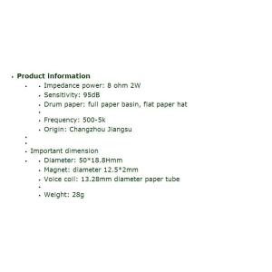 50mm LS50N-1 8 Ohm 2W telephone set toy horn high quality.speaker .loudspeaker;