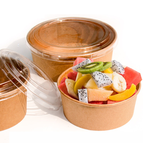 Custom Disposable Recyclable Paper Lunch Bowls With Lid For Hotel / Household