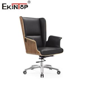 Black Office Leather Chair With PP Armrest And Wheels