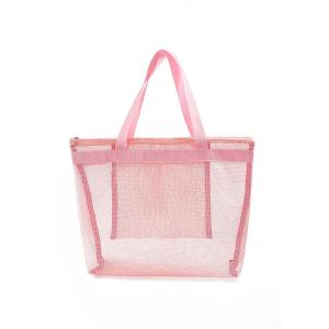 China Summer Vacation Hand Mesh Raffia Tote Bags Waterproof With Zipper on sale