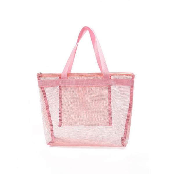 Summer Vacation Hand Mesh Raffia Tote Bags Waterproof With Zipper