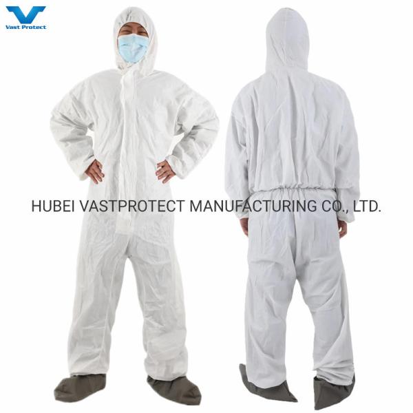 Buy Industrial Safety PPE 50GSM Nonwoven Disposable Microporous Coveralls with Grey Bootscover at wholesale prices