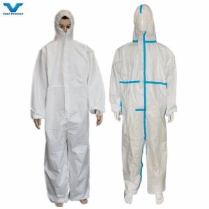 Normal Thickness White Disposable PP Nonwoven Polypropylene Coverall General Long
