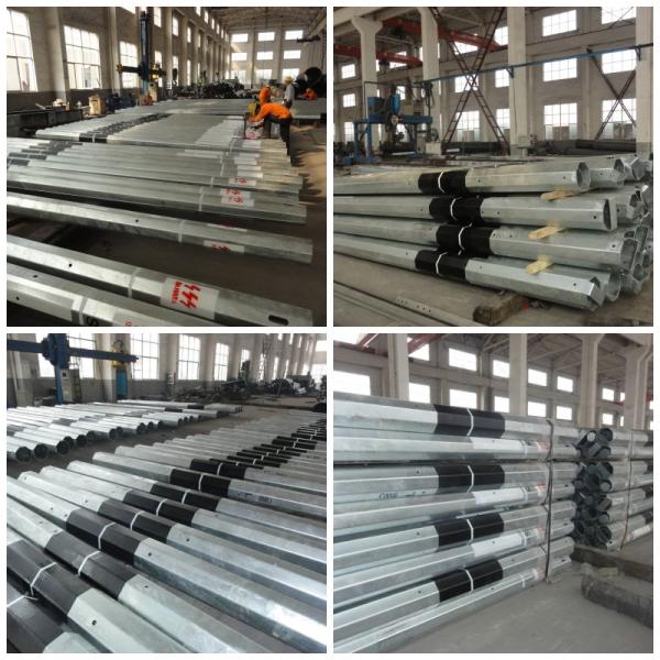11kv Conical Electrical Hot Dip Galvanized Steel Utility Poles 2.5mm to 10mm Thickness
