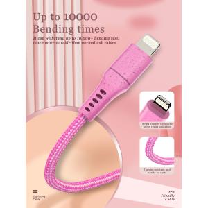 Braied USB Data Charging Cable AM To 8 Pin Eco Friendly Wheat Straw Biodegradabl