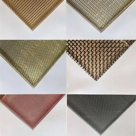 0.6mm Metal Mesh Laminated Glass , Copper Mesh Glass UV / Weather Resistant