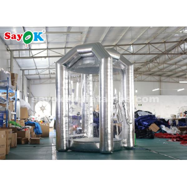 1.5m/5ft Silver Cube Inflatable Money Cash Booth Machine For Company Opening
