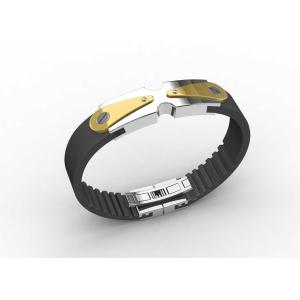 Quality Top Quality Europe Fashion Stainless Steel Genuine Leather Silicone Bangle Bracelet ADB59 for sale