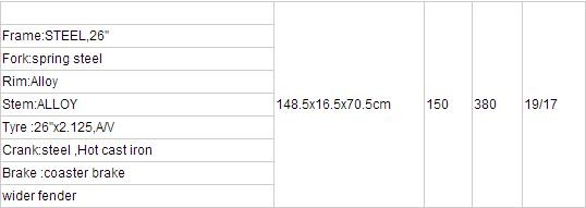 26" Magnesium Alloy Rim Low Rider Spring Fork Beach Cruiser Bike Bicycle for Your