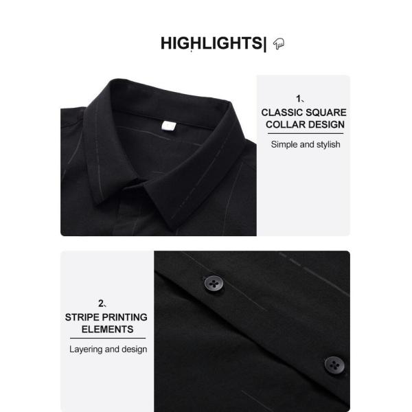 5000 2023 Spring End Men's Business Casual Middle-Aged Slim Iron-Free Striped Ice Silk Shirt