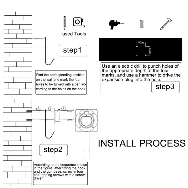 IEC62196 Type 2 EV Plug Holder Black Steel With Cable Management