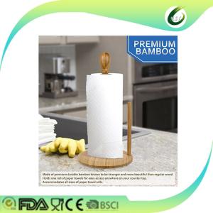 Bamboo kitchen paper towel holder