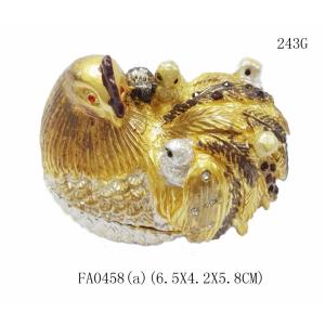 Fashion wholesale hen jewelry box metal pewter hen trinket box