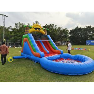 Double Lane PVC Inflatable Water Slide Combo With Pool Obstacle Climb Inflatable