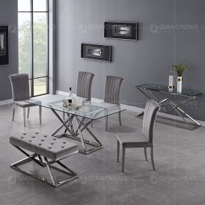 Clear Glass 151x40x75.5cm Stainless Steel Console Table French Style Console