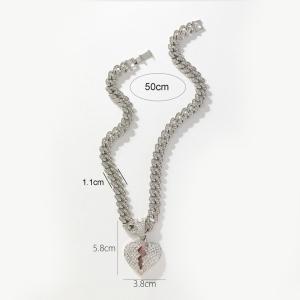 Fashion Hip Hop Borken Heart Pendant Necklace Hiphop 11mm Cuban Link Chain