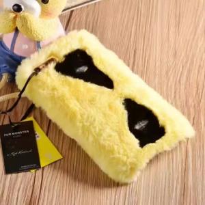 PC Plush Monster Full Rabbit Hair Handmade Cell Phone Case Back Cover For iPhone