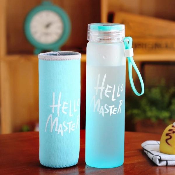 Personalised Designer Colorful Glass Water Bottles Portable Gradient BPA Free Frosted Borosilicate Glass Water Bottle