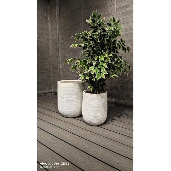 Φ300*H400 Fiber Clay Planter Keep 5-6 Years Outdoor Life Texture Surface Weather-resistant and Long-lasting Design