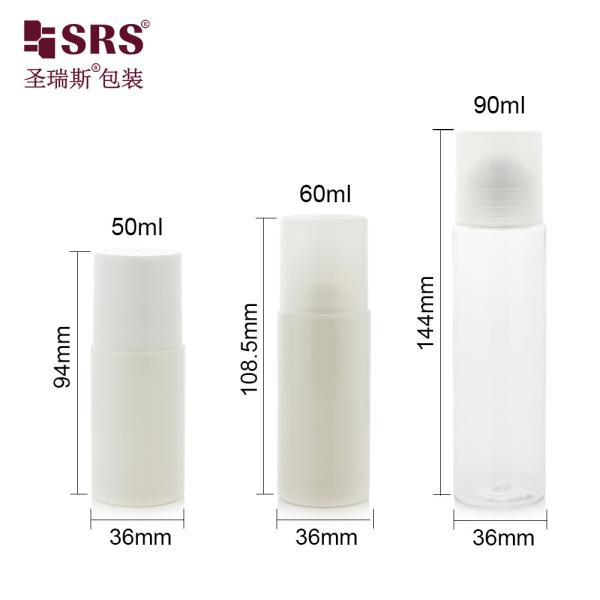 50ml 60ml 90ml Empty PET Elegant Roller Ball Plastic Body Oil Bottles Roll On