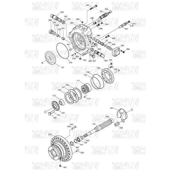 3324250-0299 Gear Meshing SOLAR330-5 Excavator Travel Motor Shaft in Black Easy Installation