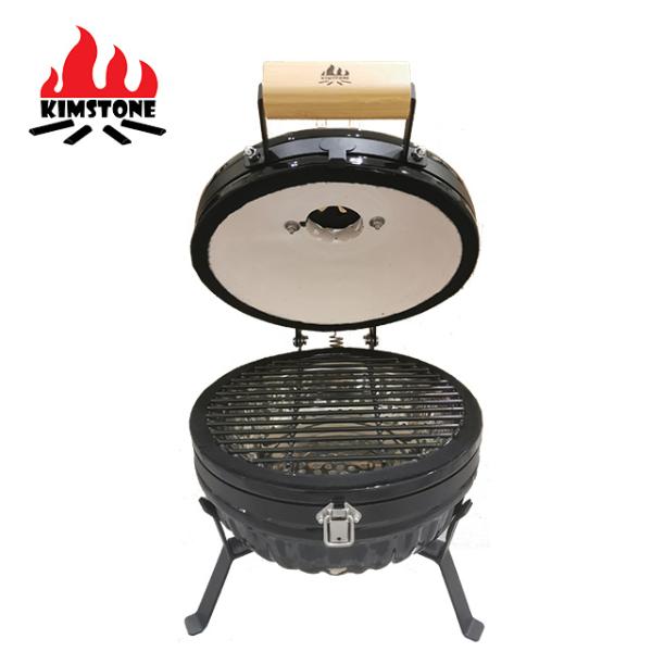 KIMSTONE New Arrival Portable Smokeless 12 Inch Tabletop Mini Ceramic Kamado for Camping