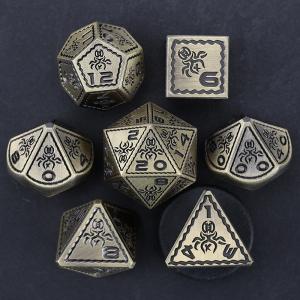 Electroplated Vintage Colored Octopus Metal Dnd Dice Set Dragon and Dragon