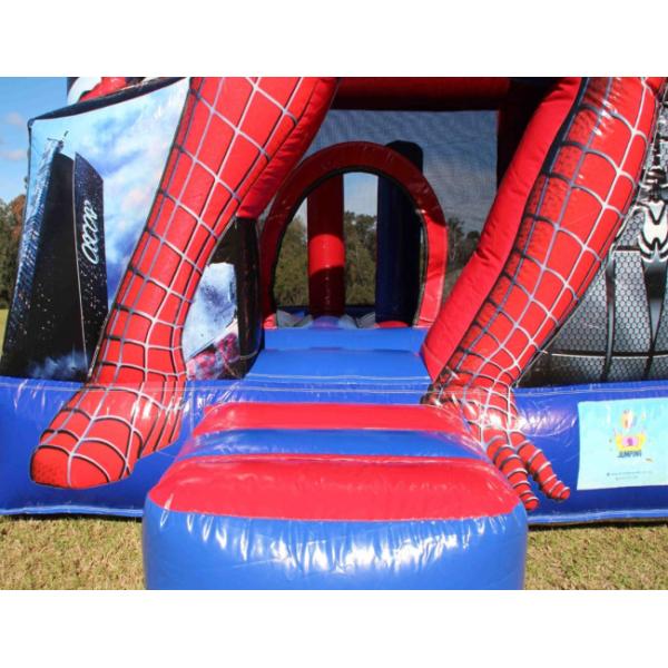 Spider Man Inflatable Bounce House With Slide / Kids Playground Marvel Comic Bouncy Jumping Castles