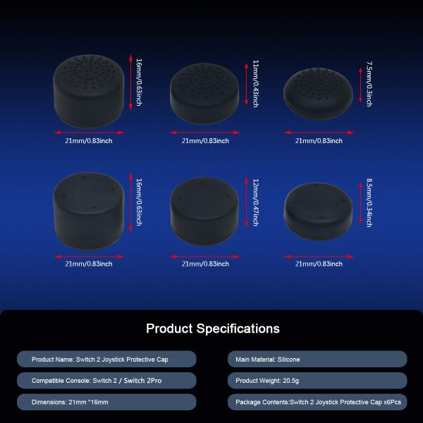 3D Anti-Slip 6 in 1 High low Combos Silicone Thumbstick Grip Joystick Caps for Nintendo Switch 2