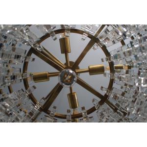 Lacquered Burnished Finish Brass Crystal Chandelier Tiered Round Chandelier With