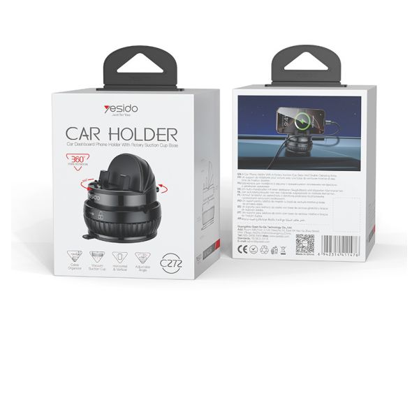 Yesido 360 Rotation Dashboard Phone Holder with One-touch Locking for 4.6/6.7 Inches Phones and 124G Weight